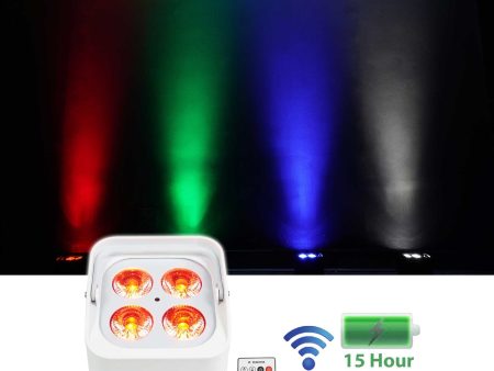 Rockville BEST PAR 50 White Rechargeable Par Wash Up-Light Wireless DMX+RGBWA+UV Supply