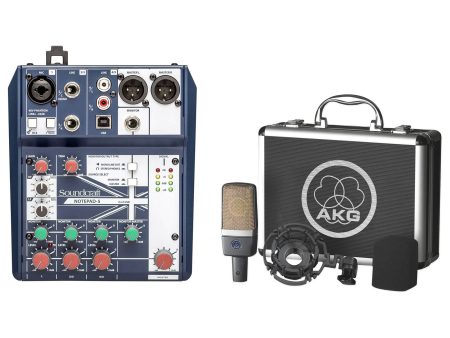 AKG C214 Pro Studio Condenser Microphone Recording Mic+Soundcraft 5-Ch. Mixer For Cheap