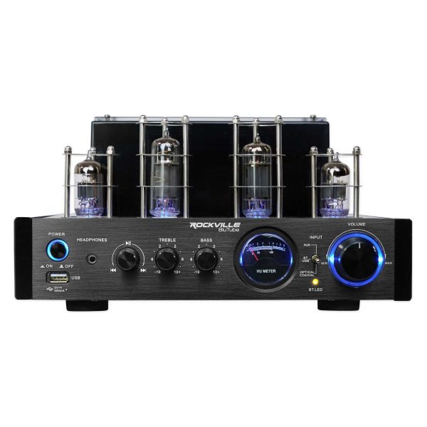 Rockville BluTube LED Tube Amplifier Amp Home Bluetooth Receiver+(2) 8  Speakers Cheap