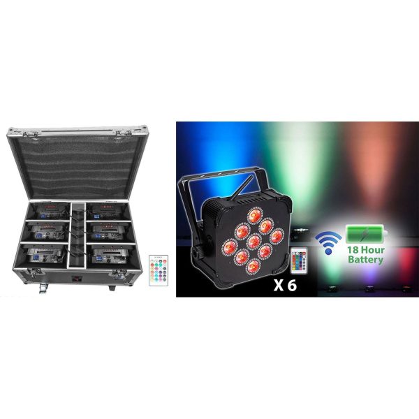 Rockville BEST PACK 60 6) Black Rechargeable Lights+Case+Wireless DMX Controller Online