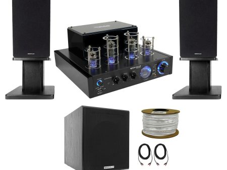 Rockville BluTube LED Bluetooth Tube Amplifier+Bookshelf Speakers+Stands+8  Sub Online Hot Sale