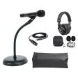 Audio Technica 1-Person PC Podcasting Podcast Microphone+Gooseneck+Headphones For Sale