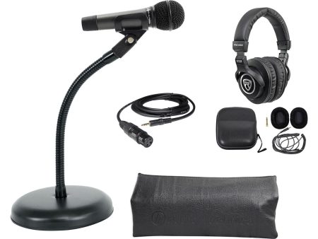 Audio Technica 1-Person PC Podcasting Podcast Microphone+Gooseneck+Headphones For Sale