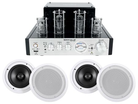 Rockville BluTube Tube Amplifier Home Theater Receiver+(4) 8  Ceiling Speakers For Sale