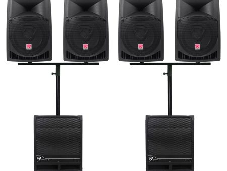 (4) Rockville RPG12 12  Active DJ PA Speakers+Mounts+(2) 12  Powered Subwoofers Online Hot Sale