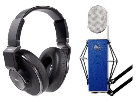 Blue Blueberry Condenser Studio Recording Microphone w Shockmount+AKG Headphones Fashion