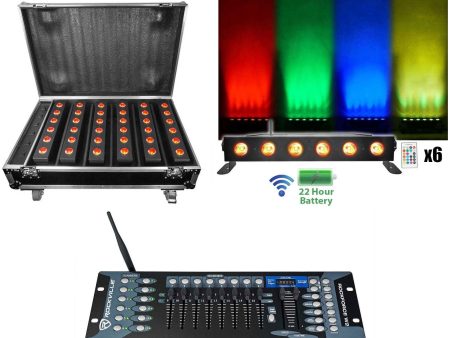 Rockville Best Strip 60 Pack Black (6) Lights+Charging Case+Wireless DMX Control Discount