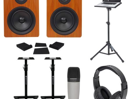 (2) Rockville 5.25  250 w Powered Studio Monitors +Stands+Headphones+Mic+Foam Pads Sale