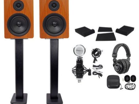 (2) Rockville APM6C 6.5  350w Powered Studio Monitors+Stands+Pads+Headphones+Mic Hot on Sale