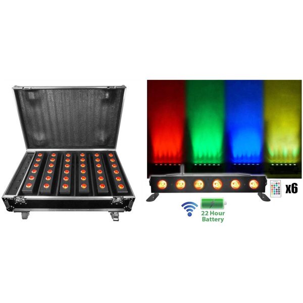 Rockville Best Strip 60 Pack Black (6) Lights+Charging Case+Wireless DMX Control Discount