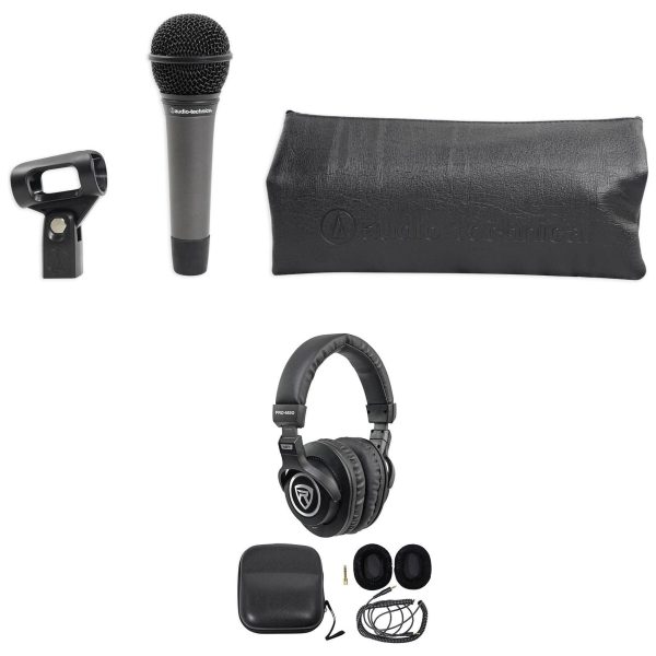 Audio Technica ATM410 Dynamic Cardioid Microphone w Neodymium Magnet+Headphones Online Sale