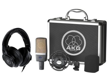 AKG C214 Condenser Microphone Recording Mic+Mackie Monitoring Headphones+Shield Fashion