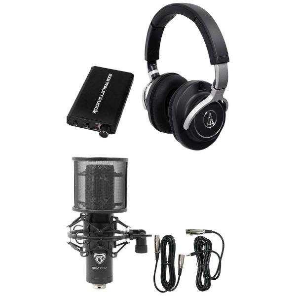 Audio Technica ATH-M70x Monitor Headphones+Headphone Amp+Studio Mic+Cables Sale