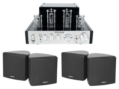 Rockville BluTube Tube Amplifier Home Theater Receiver+(4) Black 3.5  Speakers Online now