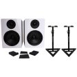 Pair Rockville APM6W 6.5  2-Way 350 Watt Powered USB Studio Monitors+Stands+Pads For Discount