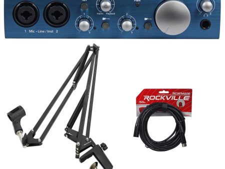 Presonus Audiobox iTwo 2X2 USB iPad PC Mac Recording Interface+Boom Arm+Cable Fashion