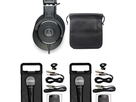 Audio Technica ATH-M30X Pro Studio Monitor Collapsible Headphones+2) Microphones For Cheap