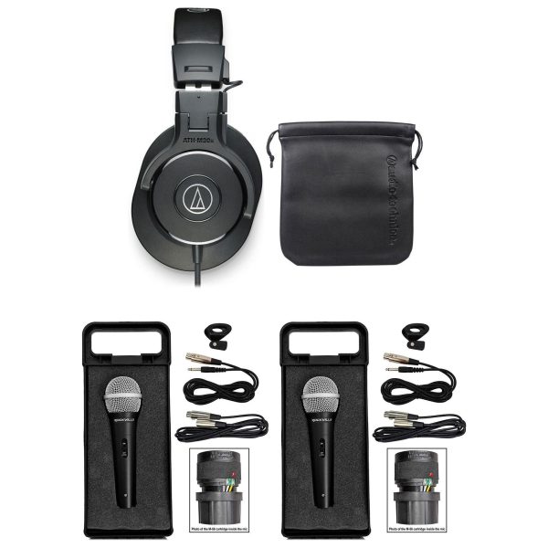 Audio Technica ATH-M30X Pro Studio Monitor Collapsible Headphones+2) Microphones For Cheap