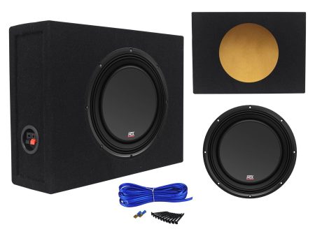 MTX 3510-04S 10  600 Watt Shallow Car Subwoofer+Sealed Sub Box Slim Enclosure on Sale