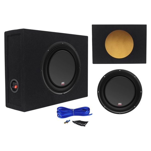 MTX 3510-04S 10  600 Watt Shallow Car Subwoofer+Sealed Sub Box Slim Enclosure on Sale