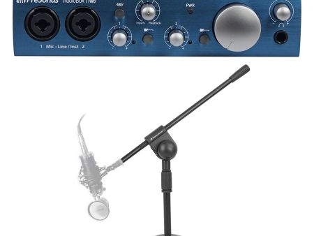 Presonus Audiobox iTwo 2X2 USB iPad PC Mac Recording Interface+Desktop Mic Stand Supply