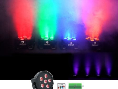 Rockville BATTERY PAR 61 Rechargeable RGBWA+UV DMX DJ STAGE Wash Light+Remote Cheap