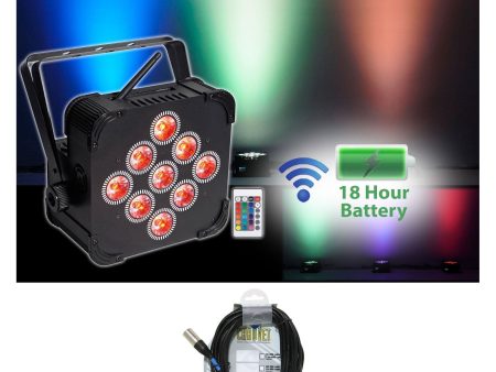 Rockville RGBWA+UV Battery Powered Wireless Wash Par DJ Up Light+Chauvet Cable Supply