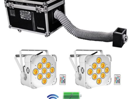 DJ CUMULUS Fog Machine Professional DMX Fogger+(2) Wireless White Wash Lights Cheap