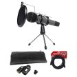 Audio Technica Dynamic Podcasting Podcast Microphone+Tripod+Pop Filter+Cable on Sale