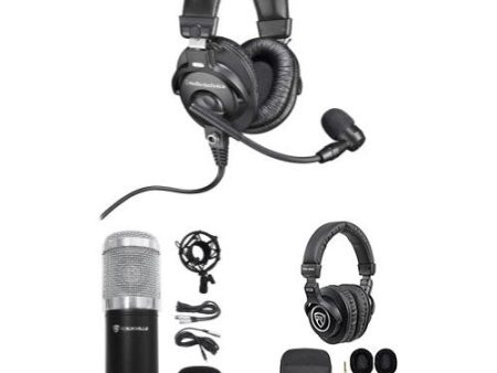 Audio Technica BPHS1 Over-Ear Broadcast Headset w boom+Studio Mic+Headphones Supply