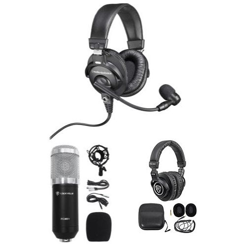 Audio Technica BPHS1 Over-Ear Broadcast Headset w boom+Studio Mic+Headphones Supply