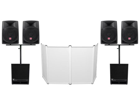 Rockville DJ Package w (4) 12  Active Speakers+(2) 15  Powered Subwoofers+Facade Hot on Sale