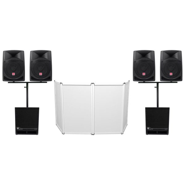 Rockville DJ Package w (4) 12  Active Speakers+(2) 15  Powered Subwoofers+Facade Hot on Sale