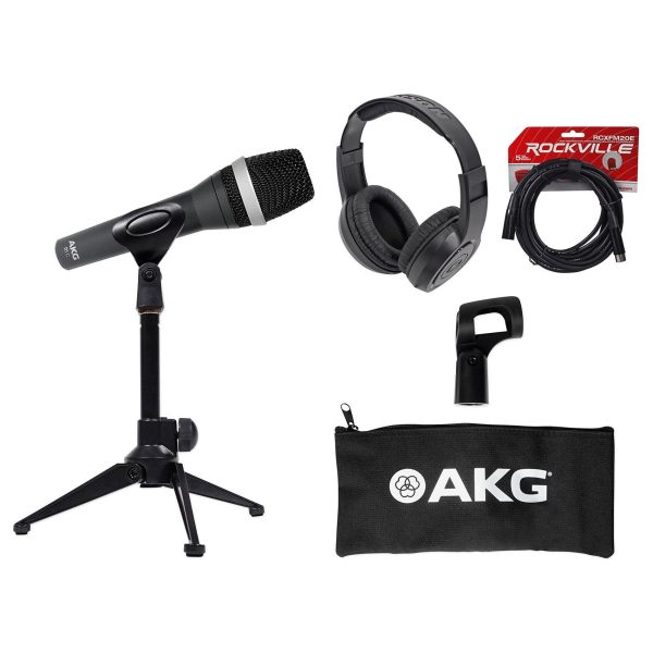 AKG D5 C Pro Dynamic Cardioid Vocal Microphone D5C+Desk Stand+Headphones+Cable Online Sale