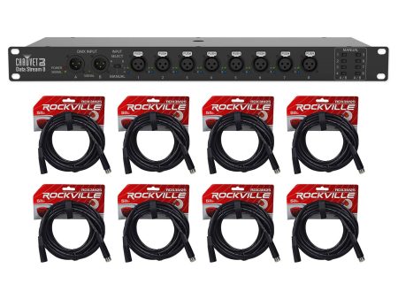 Chauvet Data Stream 8 DMX Splitter To Distribute+Boost Signals + (8) DMX Cables Cheap