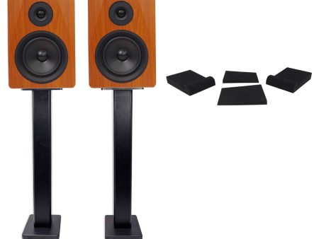 2 Rockville APM6C 6.5  2-Way 350 Watt Powered USB Studio Monitors+Stands+Pads Sale