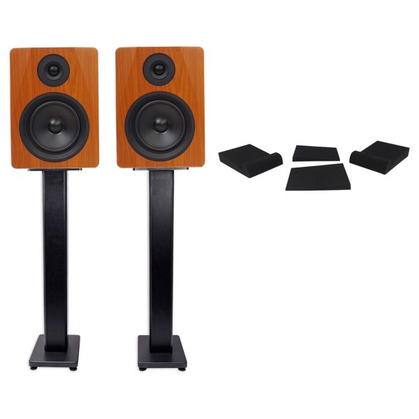 2 Rockville APM6C 6.5  2-Way 350 Watt Powered USB Studio Monitors+Stands+Pads Sale