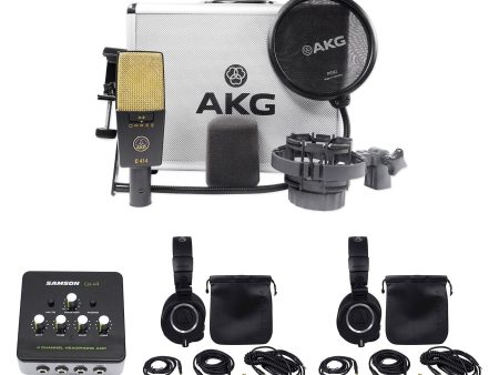 AKG C414 XLII Recording Microphone Bundle with Audio Technica M50X Headphones & Headphone Amp For Discount