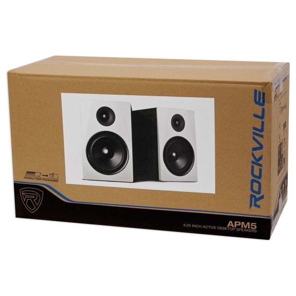 (2) Rockville APM5W 5.25  250W Powered USB Studio Monitor Speakers+Wall Brackets Online