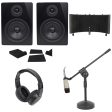 Pair Rockville 5.25  250w Powered Studio Monitors+Mic+Headphones+Stand+Shield+Pads Online Hot Sale