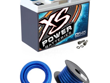 XS Power D545 800 Amp Car Audio Battery + Terminal Hardware + Power Ground Wires Hot on Sale