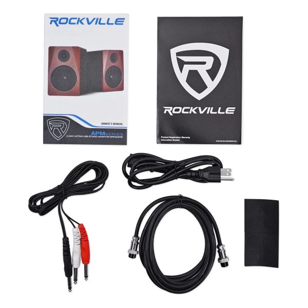 (2) Rockville APM6W 6.5  Powered Studio Monitor Speakers+Swivel Wall Brackets Supply