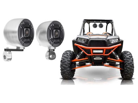 (2) Polk Audio 4  Chrome 270 Watt Rollbar Tower Speakers For ATV UTV Cart Hot on Sale