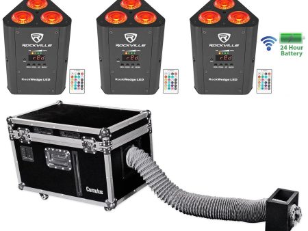 Chauvet DJ CUMULUS Commercial Fog Machine DMX Fogger+Case+3) Wireless Par Lights For Discount