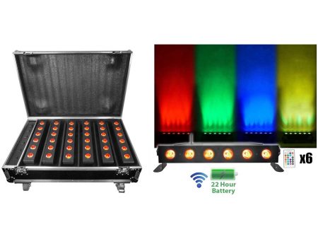 Rockville Best Strip 60 Pack Black (6) Battery Lights+Wireless DMX+Charging Case Online Hot Sale