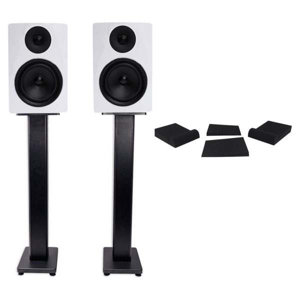 2) Rockville APM6W 6.5  2-Way 350 Watt Powered USB Studio Monitors+Stands+Pads Cheap