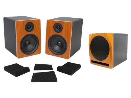 (2) Rockville APM6C 6.5  Powered Studio Monitors+Active 10  Subwoofer+Foam Pads Supply