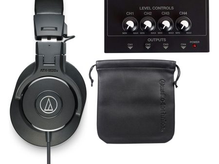 Audio Technica ATH-M30X Studio Monitor Headphones+4-Way Distribution Amplifier Online