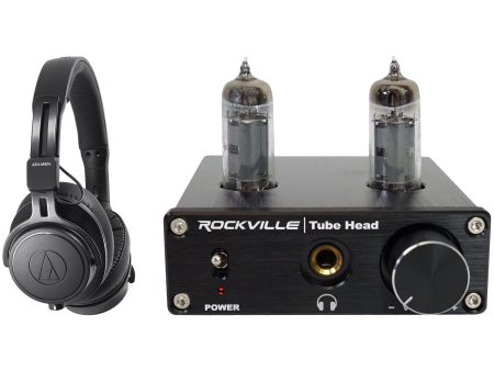 Audio Technica ATH-M60X Closed-Back Pro Monitor Headphones+Tube Headphone Amp Online Sale