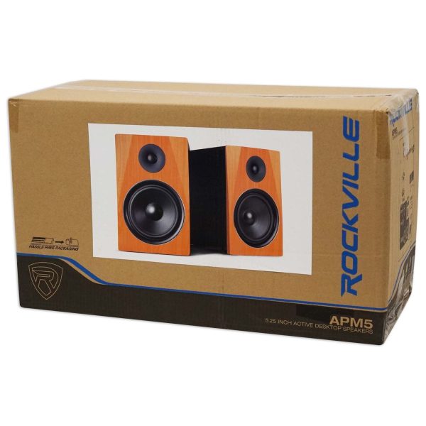 (2) Rockville APM5C 5.25  250W Powered USB Studio Monitor Speakers+Desk Stands For Sale